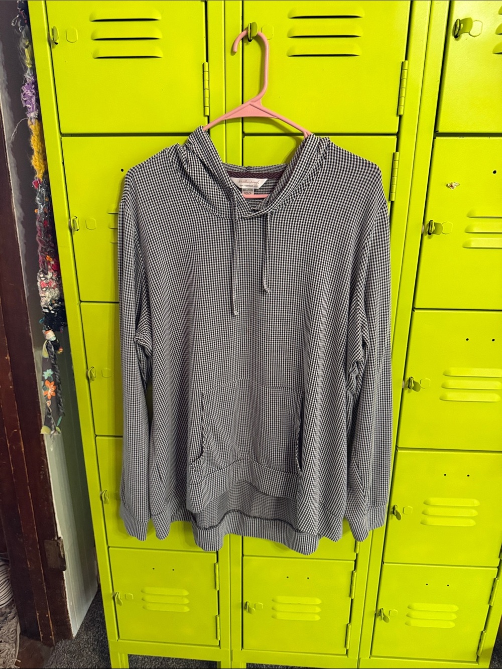 Women's Hooded Pullover Sweatshirt in Black & White Houndstooth